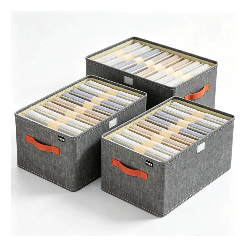 SET DE 3 CAJAS ORGANIZADORAS PLEGABLES CON TAPA PARA ROPA - 1