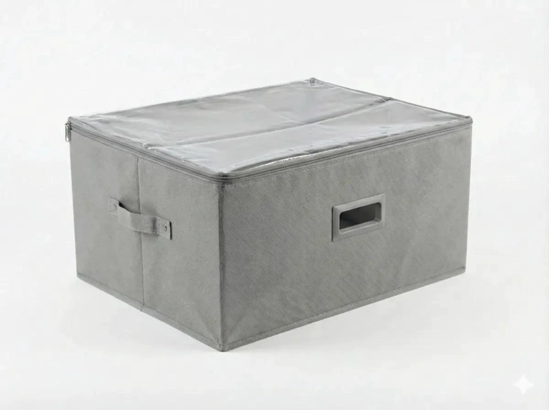 CAJA PLEGABLE ORGANIZADORA PARA ROPA CON TAPA TRANSPARENTE GRANDE - 1