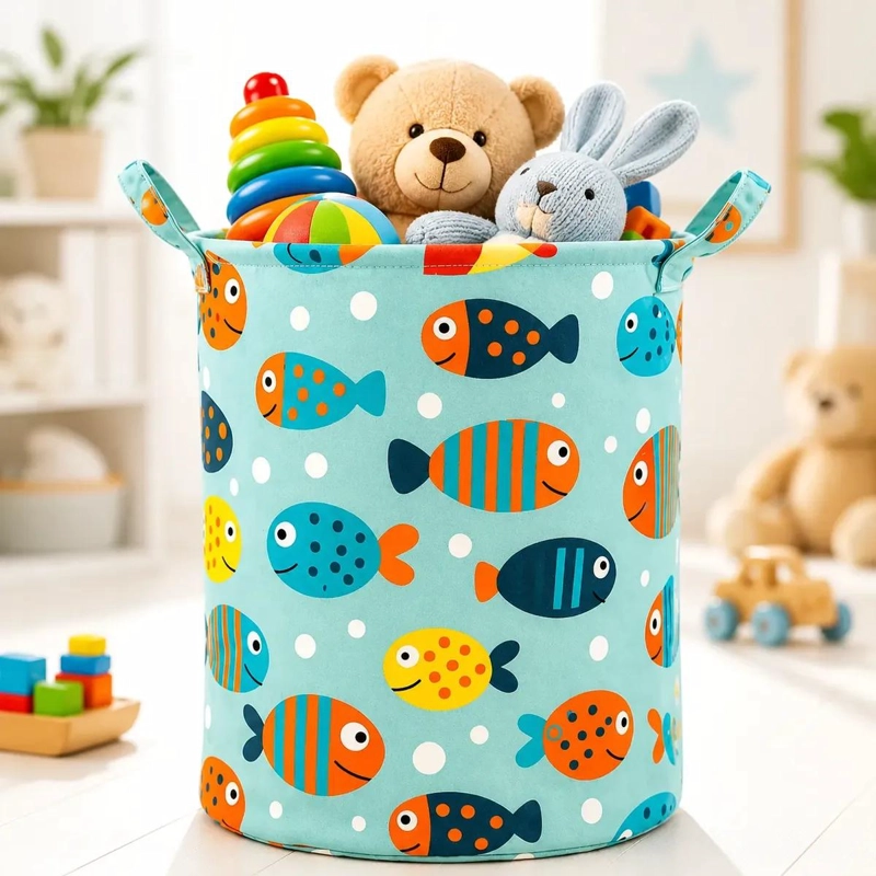 CANASTO ORGANIZADOR PLEGABLE PARA JUGUETES Y ROPA INFANTIL - 2