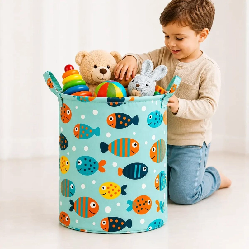 CANASTO ORGANIZADOR PLEGABLE PARA JUGUETES Y ROPA INFANTIL - 3