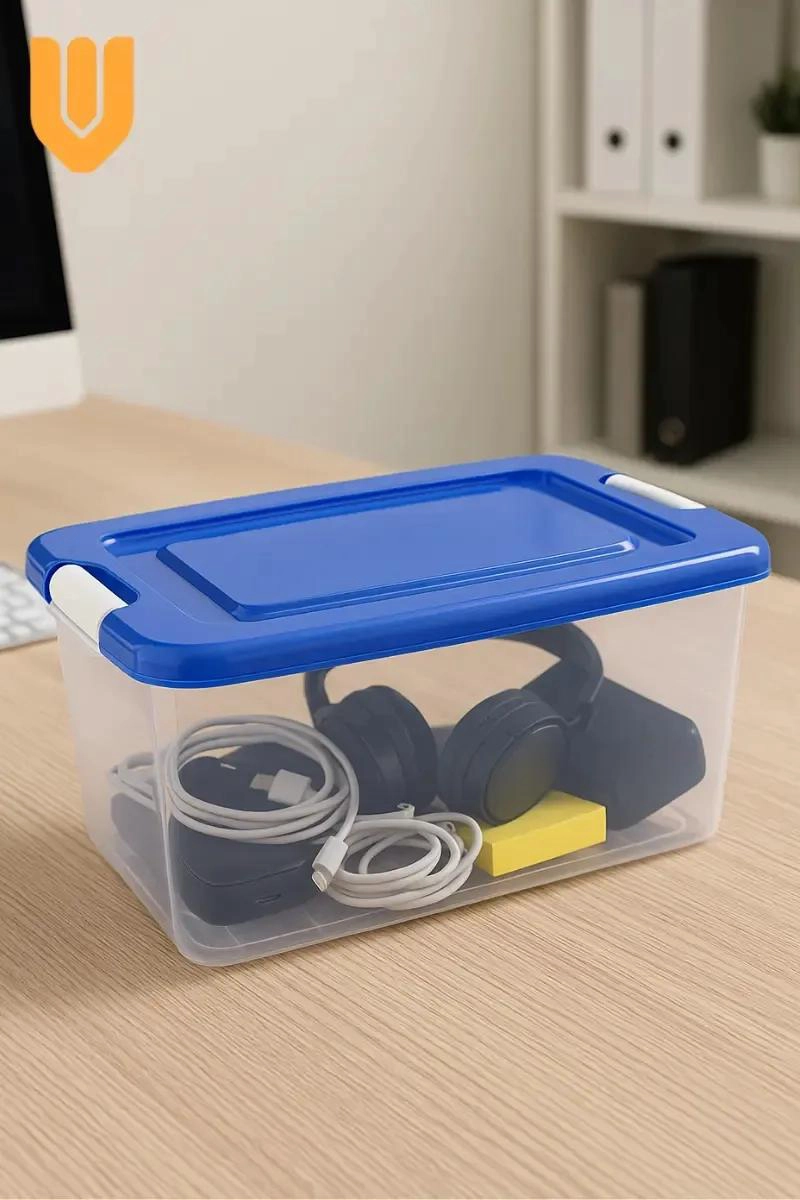 CAJA TRANSPARENTE PARA ALMACENAMIENTO DE ROPA Y JUGUETES EN OFICINA - 4