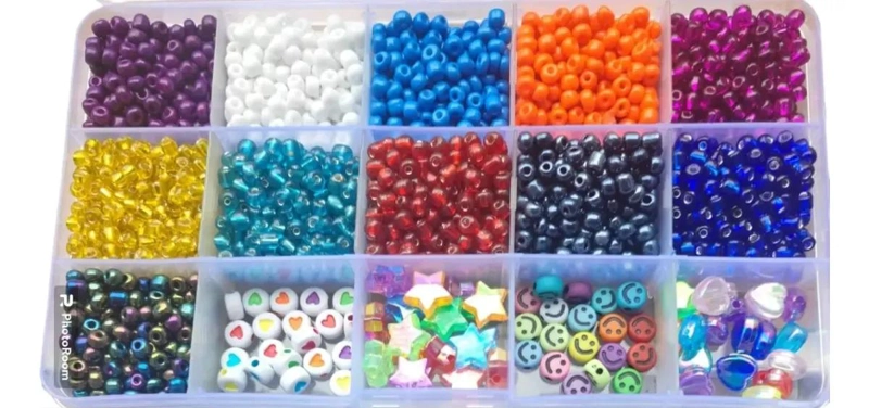 KIT COMPLETO DE CUENTAS Y HILO PARA PULSERAS Y JOYAS CON CAJA ORGANIZADORA - 2