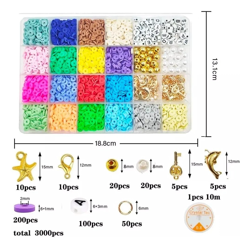 KIT PARA HACER PULSERAS CON 6500 CUENTAS DE 24 COLORES Y LETRAS - 4