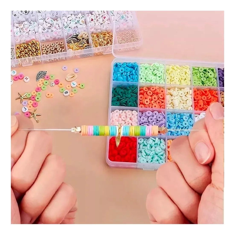 KIT PARA HACER PULSERAS CON 6500 CUENTAS DE 24 COLORES Y LETRAS - 5