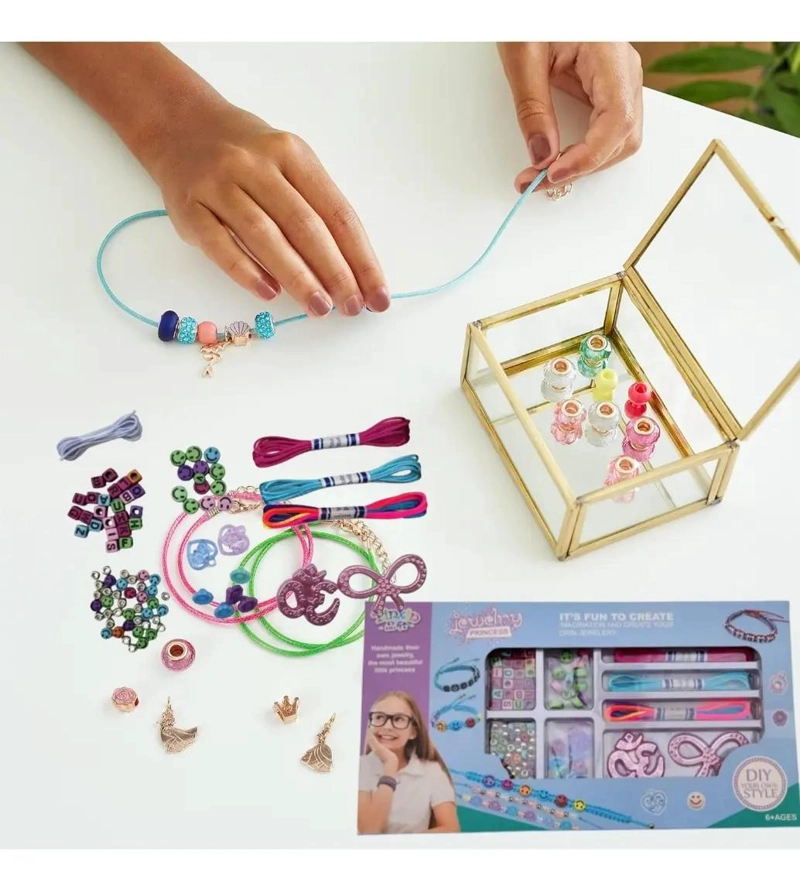 SET PARA CREAR PULSERAS CON HILOS Y CUENTAS PARA NIÑAS - 2