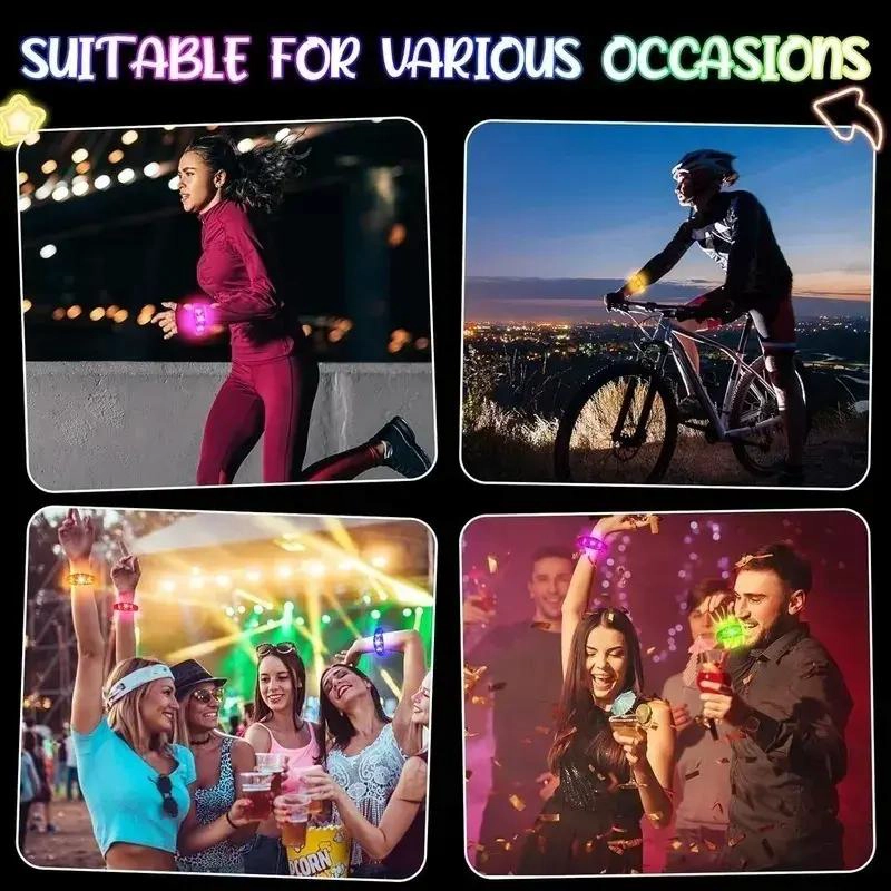 SET DE 5 PULSERAS FLUORESCENTES LED CON CONTROL DE SONIDO PARA FIESTAS - 3
