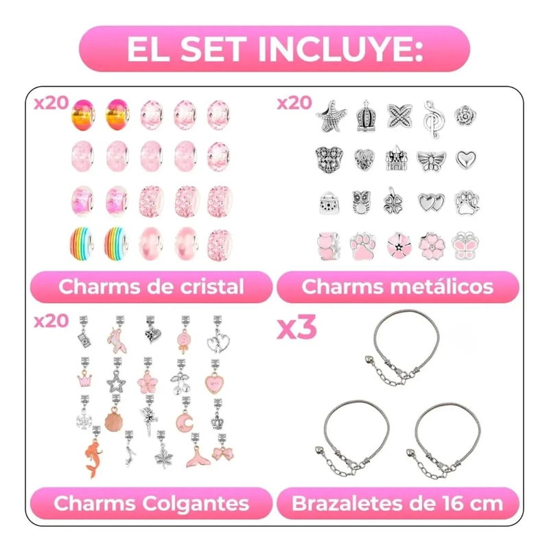 SET COMPLETO DE 63 CHARMS PARA CREAR PULSERAS Y JOYERIA DIY - 4