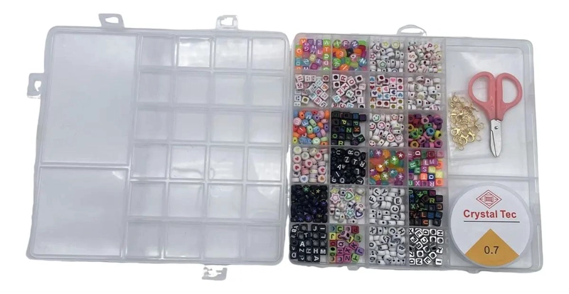 JUEGO DE CUENTAS CUADRADAS SUELTAS PARA CREAR PULSERAS Y ACCESORIOS - 1