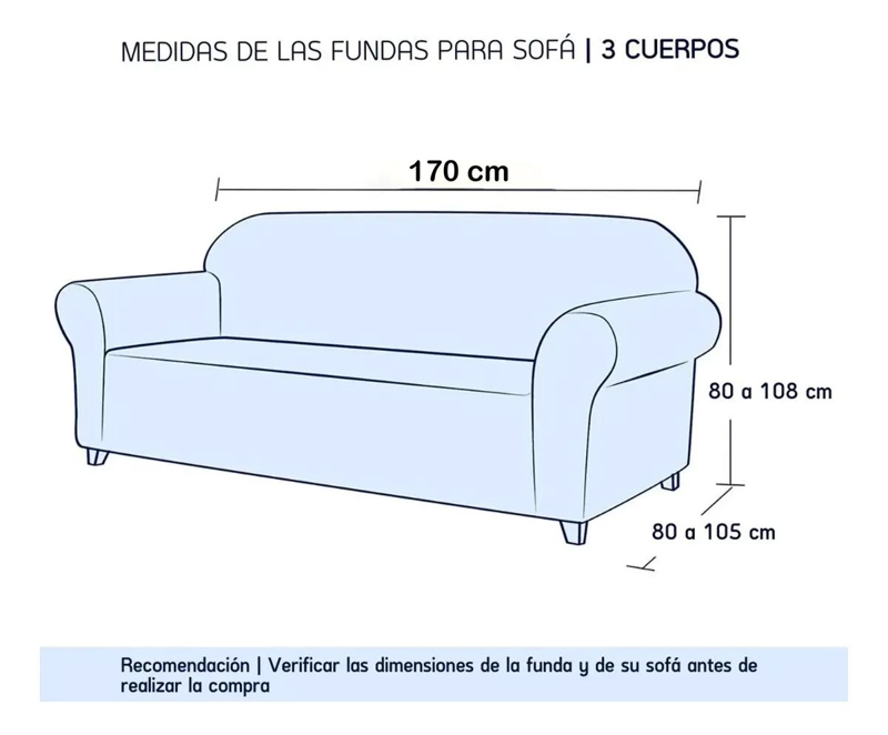 FUNDA PROTECTORA PARA SOFA DE 3 CUERPOS CON DISEÑO CUADRILLE  PREMIUM - 3