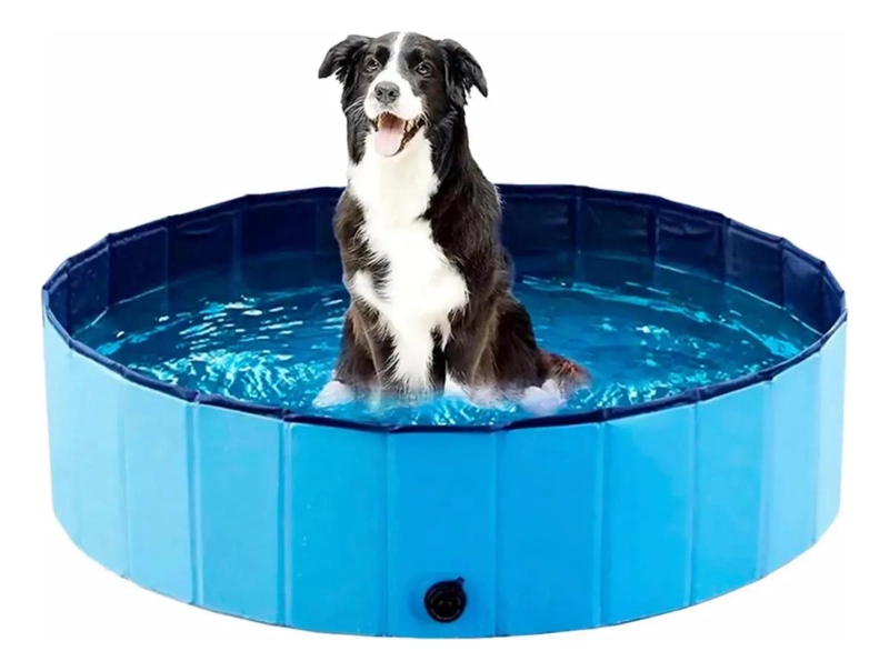 PISCINA PLEGABLE PARA MASCOTAS CON DUCHA INTEGRADA 80X30 CM - 1