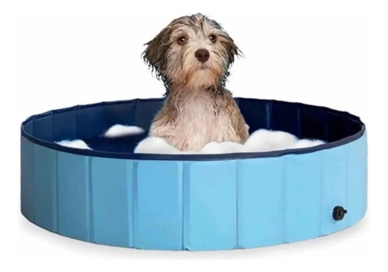 PISCINA PLEGABLE PARA MASCOTAS CON DUCHA INTEGRADA 80X30 CM - 2