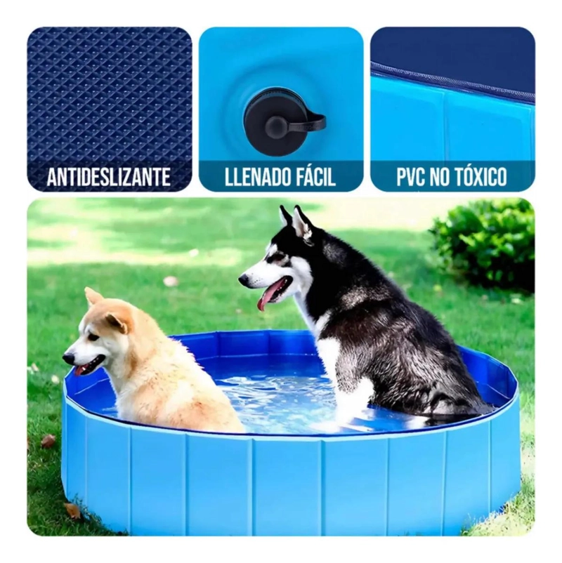 PISCINA PLEGABLE PARA MASCOTAS CON DUCHA INTEGRADA 80X30 CM - 5
