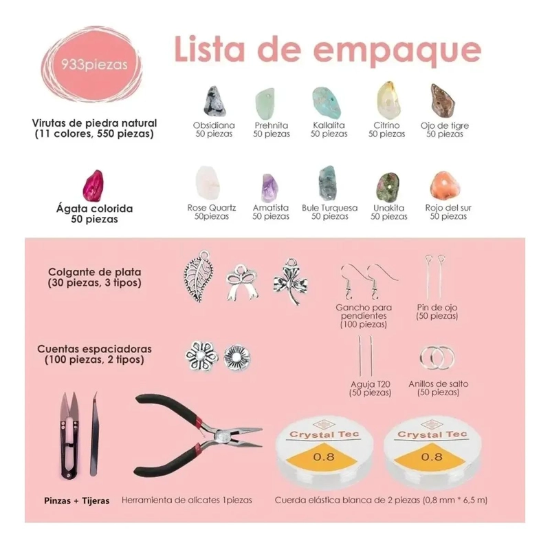 CRISTAL PIEDRA CUENTAS PARA COLLAR PULSERA Y ARETE 934 UNIDADES - 5
