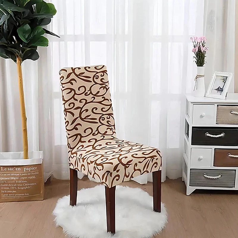 PACK DE 6 FUNDAS PARA SILLA DE COMEDOR EN SPANDEX CON DISEÑO FLORAL - 1