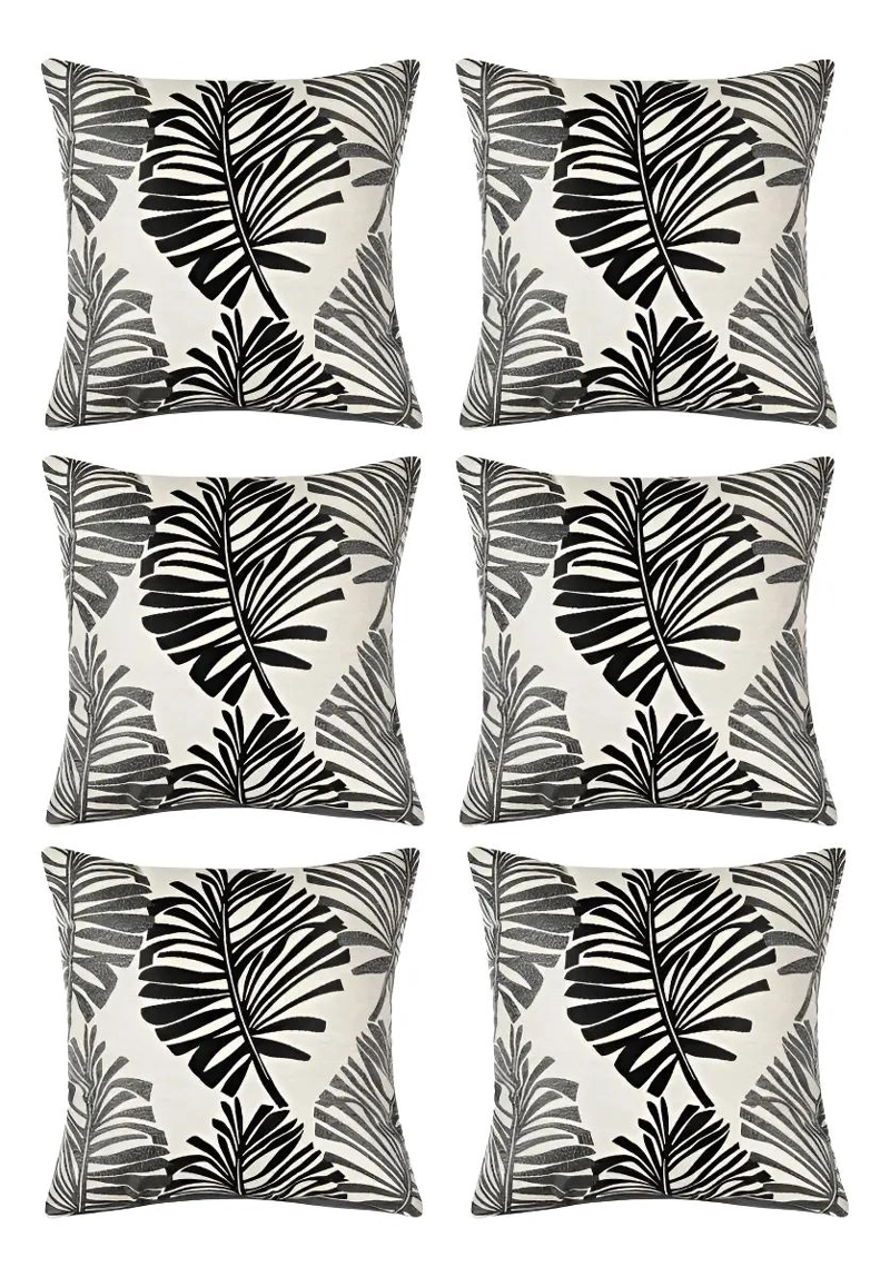 SET DE 6 FUNDAS DE COJIN JACQUARD CON DISEÑO DE HOJA 43X43 CM - 1