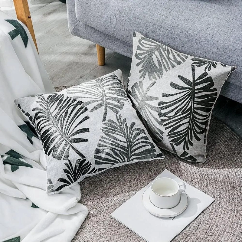 SET DE 6 FUNDAS DE COJIN JACQUARD CON DISEÑO DE HOJA 43X43 CM - 2
