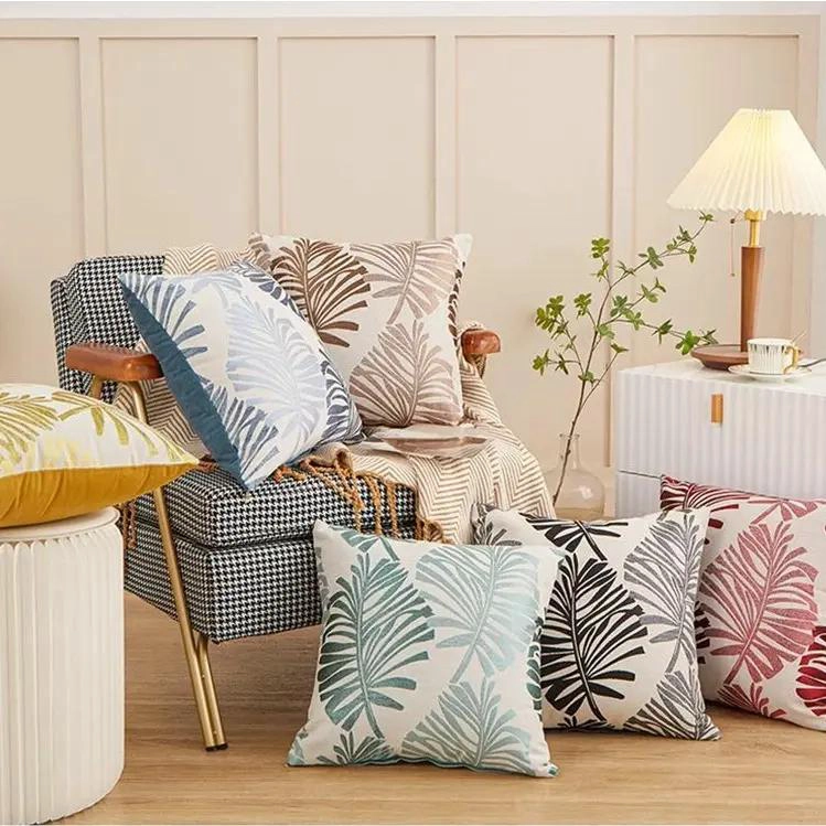 SET DE 6 FUNDAS DE COJIN JACQUARD CON DISEÑO DE HOJA 43X43 CM - 5
