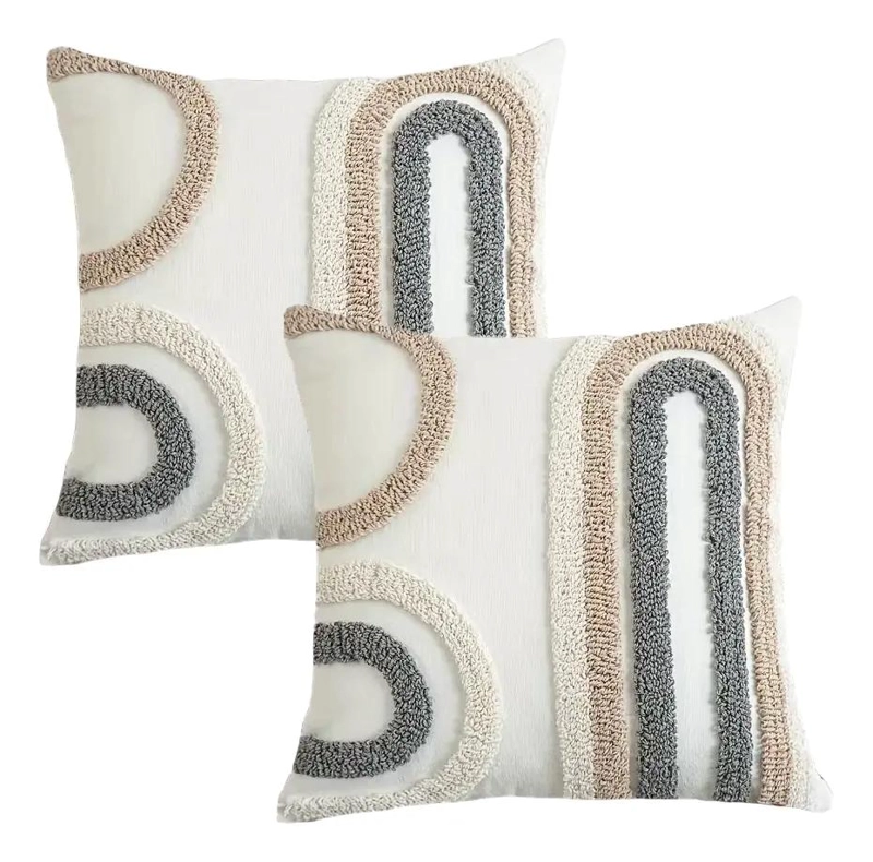 PACK DE 2 FUNDAS DE COJIN DISEÑO BOHO EN COLOR BLANCO 45X45 CM - 1