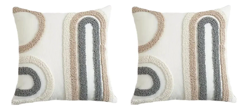 PACK DE 2 FUNDAS DE COJIN DISEÑO BOHO EN COLOR BLANCO 45X45 CM - 2