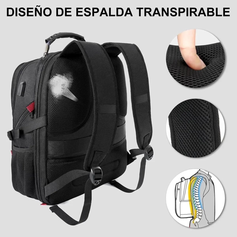 MOCHILA DE VIAJE PARA LAPTOP DE 17 PULGADAS CON COMPARTIMENTOS MULTIPLES - 4