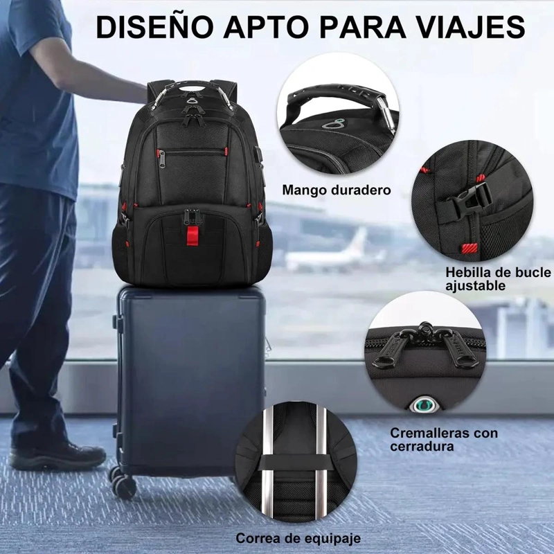 MOCHILA DE VIAJE PARA LAPTOP DE 17 PULGADAS CON COMPARTIMENTOS MULTIPLES - 5