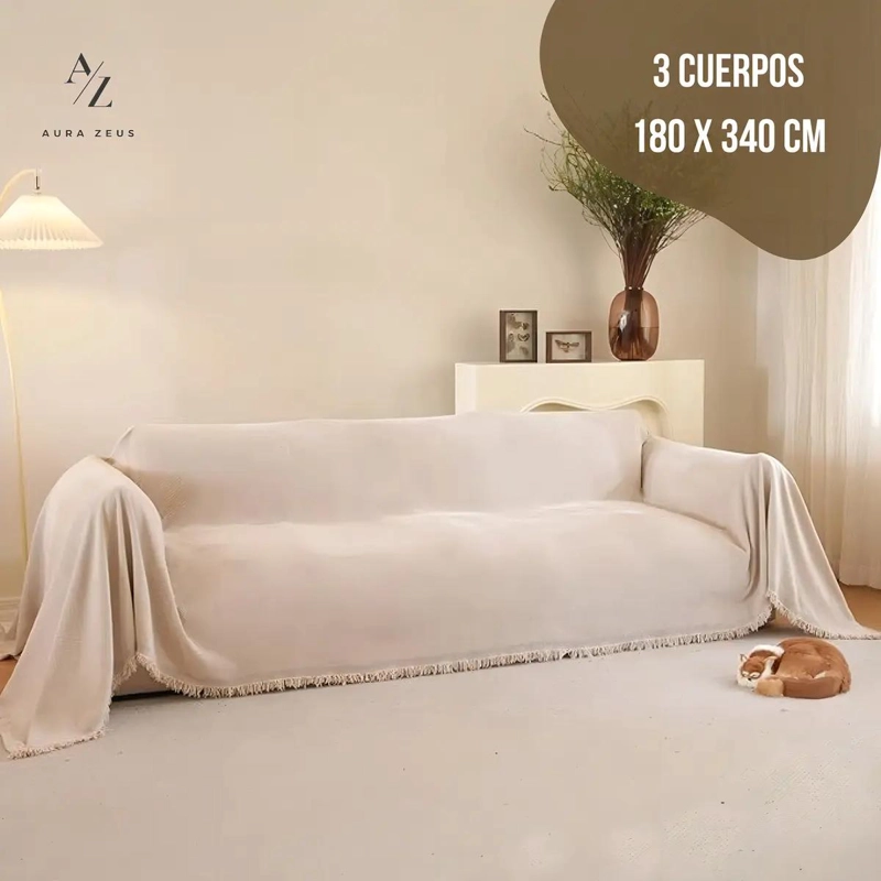 FUNDA AJUSTABLE PARA SOFA DE 3 CUERPOS EN CHENILLA ANTIDESLIZANTE - 3