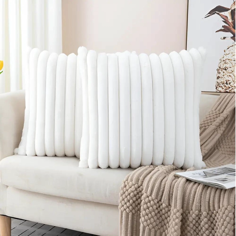 SET DE 2 FUNDAS PARA COJIN DECORATIVO RAYADAS DE MICROFIBRA 45X45 CM - 1