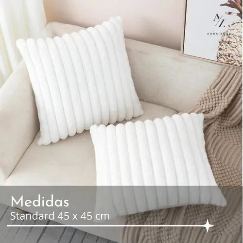 SET DE 2 FUNDAS PARA COJIN DECORATIVO RAYADAS DE MICROFIBRA 45X45 CM - 2