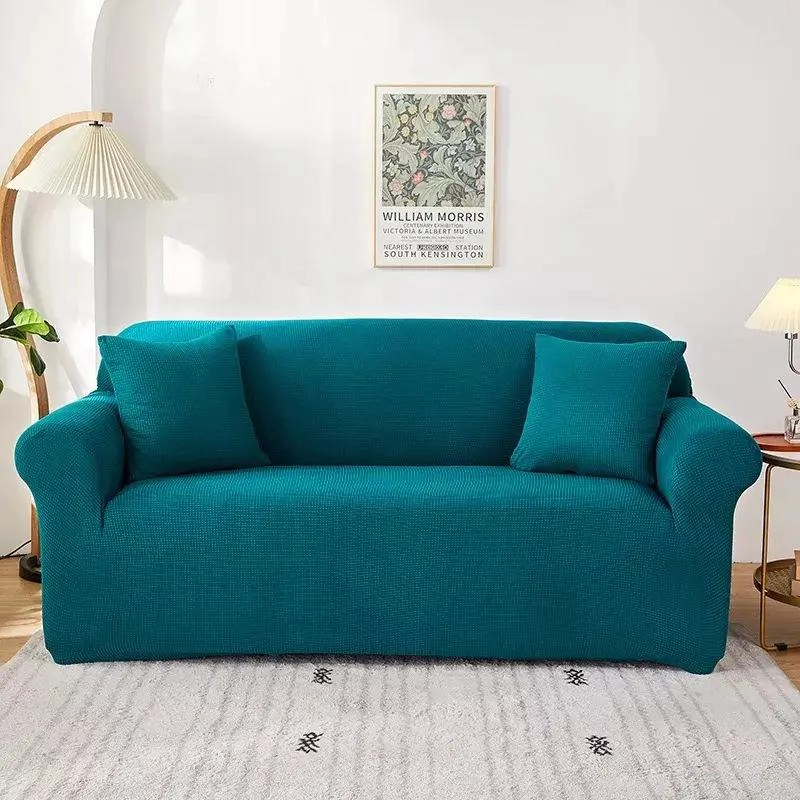 FUNDA ELASTICA PARA SILLON DE 3 CUERPOS COLOR AZUL PIEDRA DE 190 A 230 CM - 1