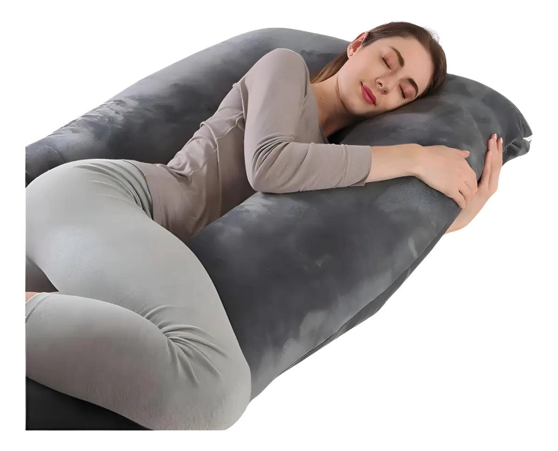 COJIN ALMOHADA MATERNAL CON FUNDA EXTRA SUAVE COLOR GRIS OSCURO PARA MAYOR APOYO - 1