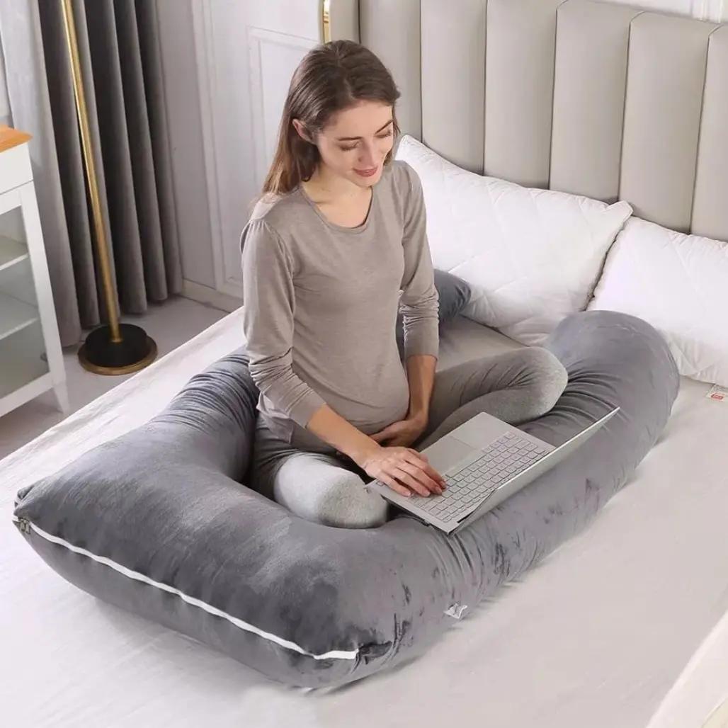 COJIN ALMOHADA MATERNAL CON FUNDA EXTRA SUAVE COLOR GRIS OSCURO PARA MAYOR APOYO - 2