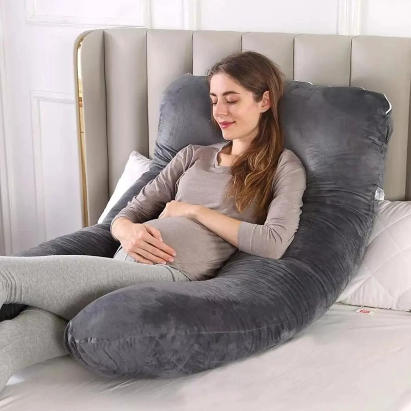 COJIN ALMOHADA MATERNAL CON FUNDA EXTRA SUAVE COLOR GRIS OSCURO PARA MAYOR APOYO - 3