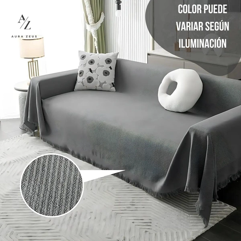 FUNDA PARA SOFA DE 3 CUERPOS EN CHENILLA AJUSTABLE Y ANTIDESLIZANTE - 5