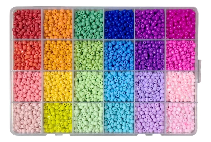 SET DE MOSTACILLON DE 4MM CON 24 COLORES PARA PULSERAS Y BISUTERIA - 1