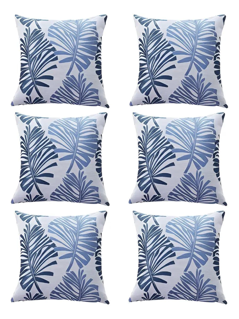 SET DE 6 FUNDAS DE COJIN JACQUARD CON DISEÑO DE HOJAS 43X43 CM - 1