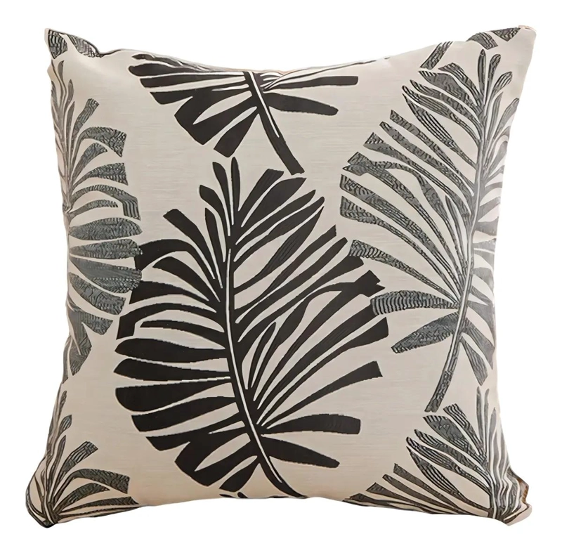 SET DE 6 FUNDAS DE COJIN JACQUARD CON DISEÑO DE HOJA EN LINO 43X43 CM - 2