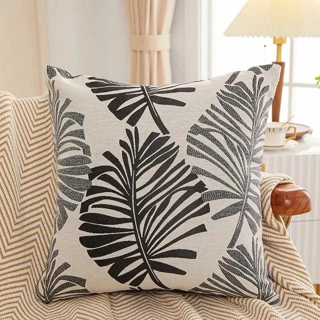 SET DE 6 FUNDAS DE COJIN JACQUARD CON DISEÑO DE HOJA EN LINO 43X43 CM - 3
