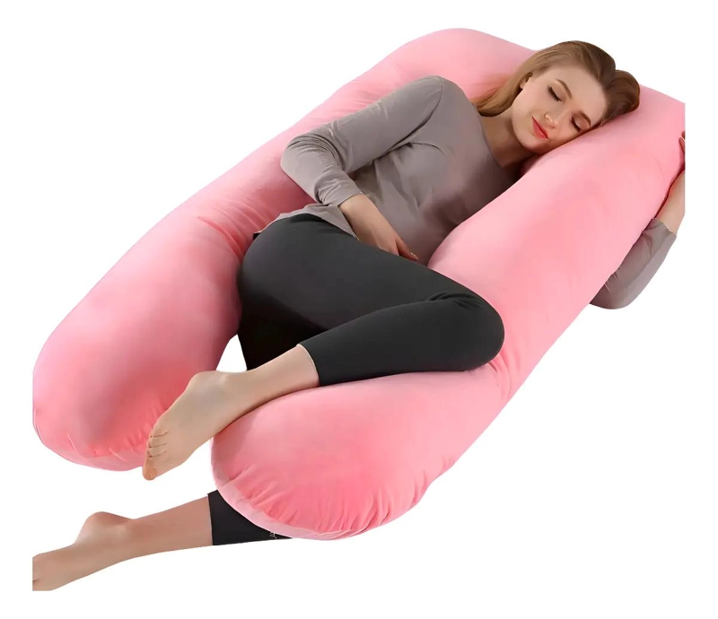 COJIN ALMOHADA MATERNAL CON FUNDA EXTRA SUAVE COLOR ROSA LISO - 1