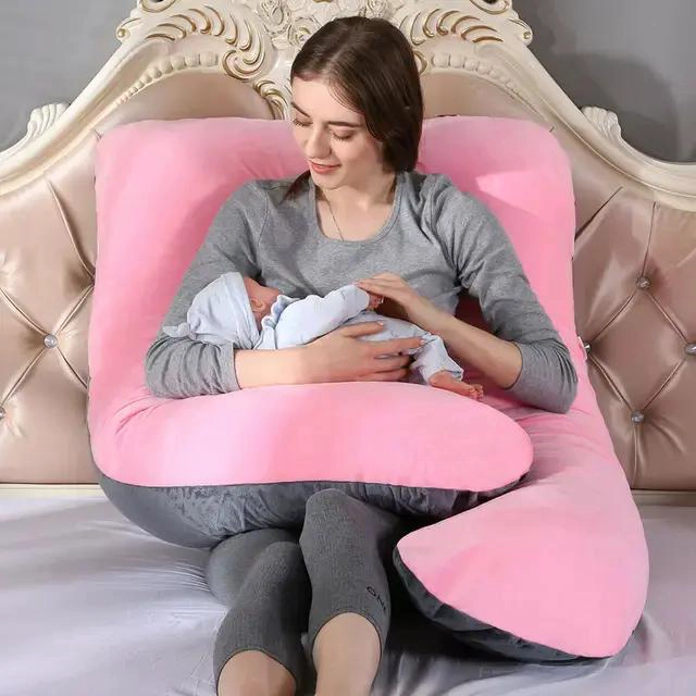 COJIN ALMOHADA MATERNAL CON FUNDA EXTRA SUAVE COLOR ROSA LISO - 2