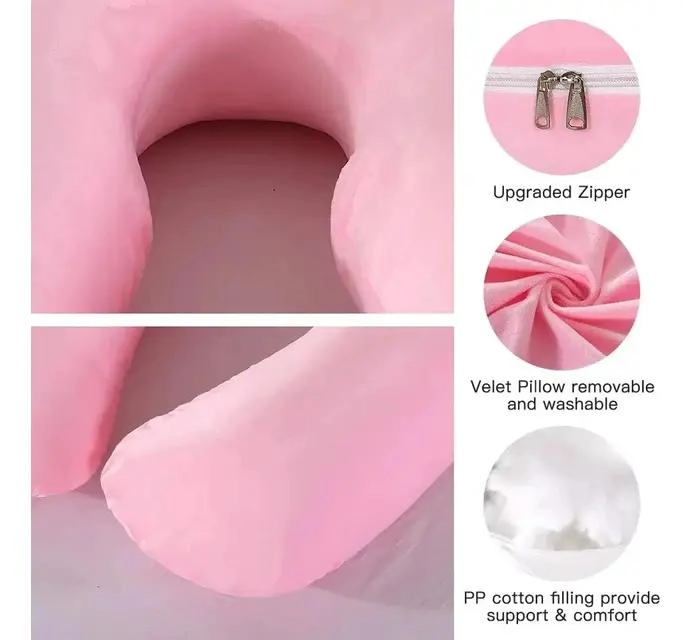 COJIN ALMOHADA MATERNAL CON FUNDA EXTRA SUAVE COLOR ROSA LISO - 3