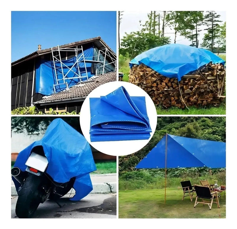 LONA IMPERMEABLE MULTIUSO AZUL DE 3X3 METROS CON ANILLOS DE ALUMINIO - 3