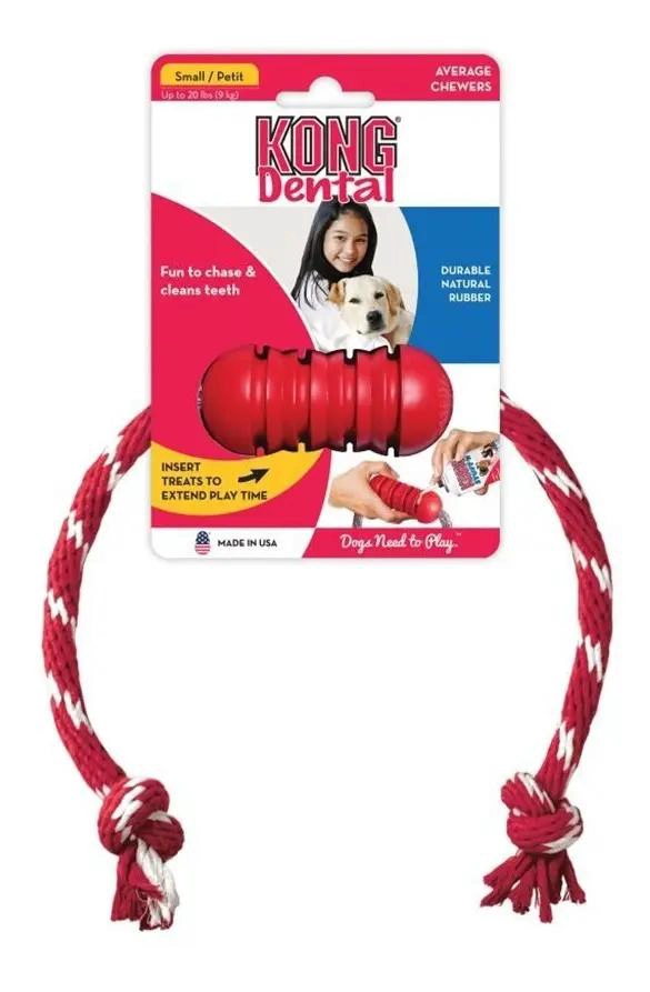 JUGUETE PARA PERRO CON SOGA Y GOMA DENTAL COLOR ROJO TAMAÑO PEQUEÑO - 1