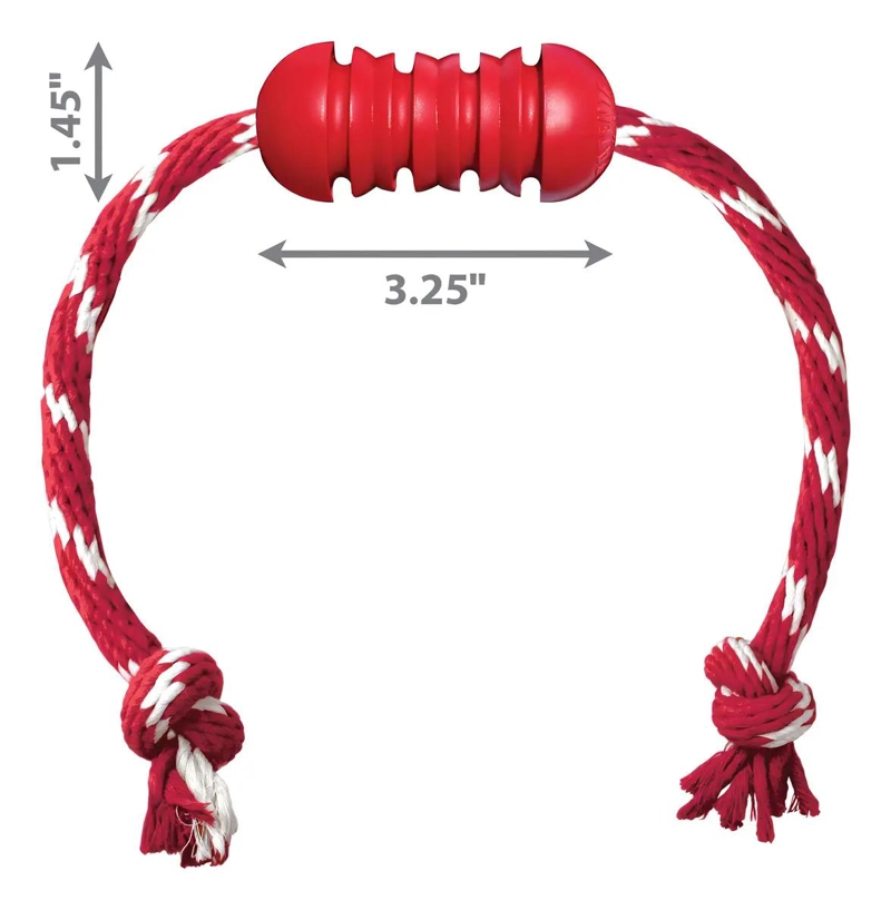 JUGUETE PARA PERRO CON SOGA Y GOMA DENTAL COLOR ROJO TAMAÑO PEQUEÑO - 3