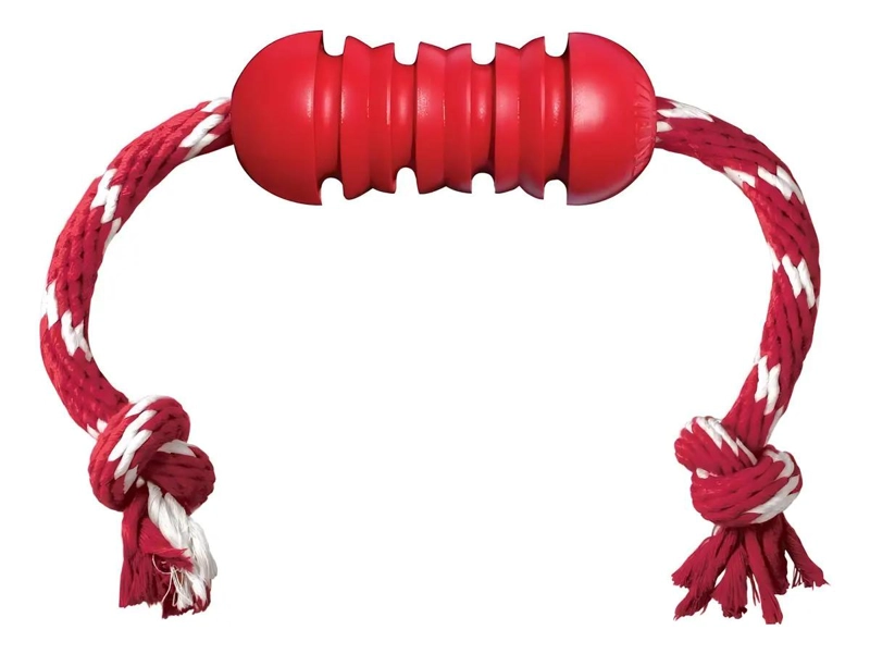 JUGUETE PARA PERRO CON SOGA Y GOMA DENTAL COLOR ROJO TAMAÑO PEQUEÑO - 4