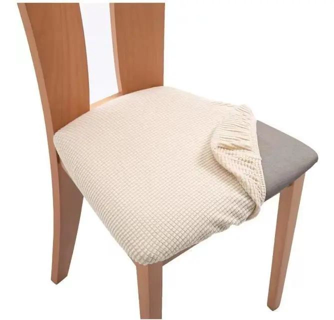 SET DE 6 FUNDAS PARA ASIENTOS DE SILLA DE COMEDOR EN COLOR CRUDO - 1