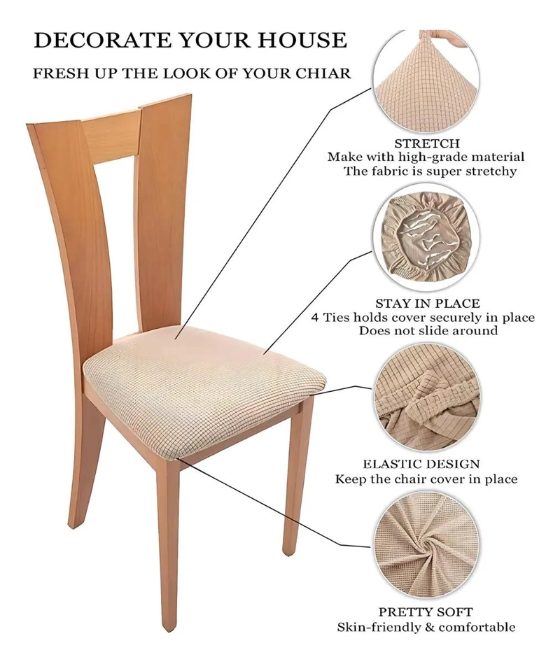SET DE 6 FUNDAS PARA ASIENTOS DE SILLA DE COMEDOR EN COLOR CRUDO - 4