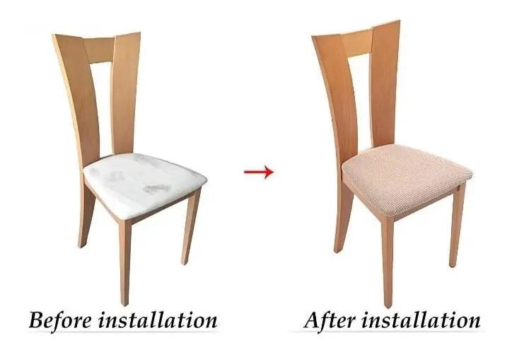 SET DE 6 FUNDAS PARA ASIENTOS DE SILLA DE COMEDOR EN COLOR CRUDO - 5