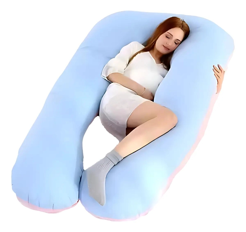 ALMOHADA ERGONOMICA TIPO U PARA EMBARAZO COLOR ROSA SUAVE - 1