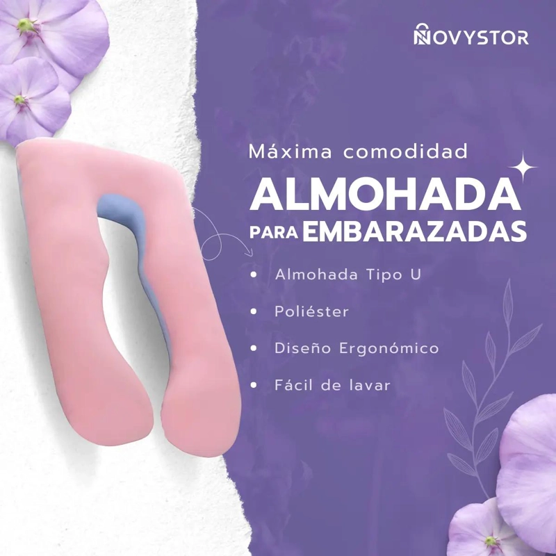 ALMOHADA ERGONOMICA TIPO U PARA EMBARAZO COLOR ROSA SUAVE - 3