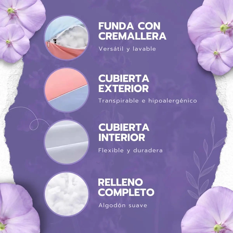 ALMOHADA ERGONOMICA TIPO U PARA EMBARAZO COLOR ROSA SUAVE - 4